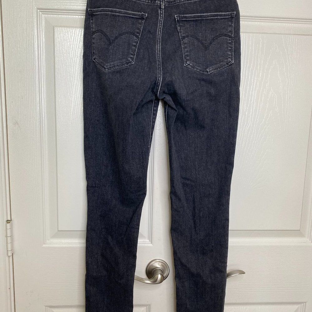 Levis Womens 721 High Rise Skinny Jeans Size 28 Black Distressed Grunge Goth - Picture 2 of 12